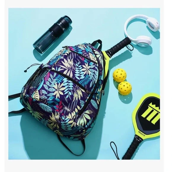 Sucipi Pickleball Bag Sling Backpack Tropical Leaf Purple Multi New XL9011070 - Picture 6 of 9